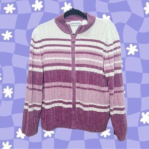 Alfred Dunner Y2K Women’s Large Purple Zip up Acrylic Sweater